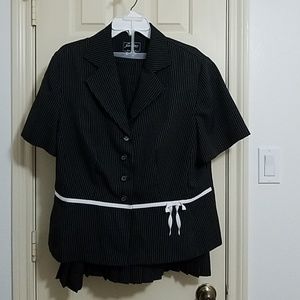 2 Piece Summer Pinstriped Black Suit